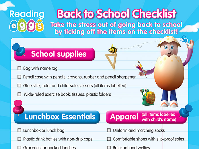 free back to school checklist